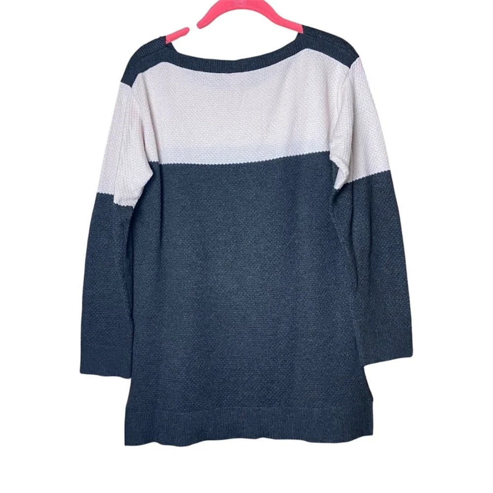 Vince Camuto Women Grey Extended Shoulder Color-Blocked Crewneck Sweater XS